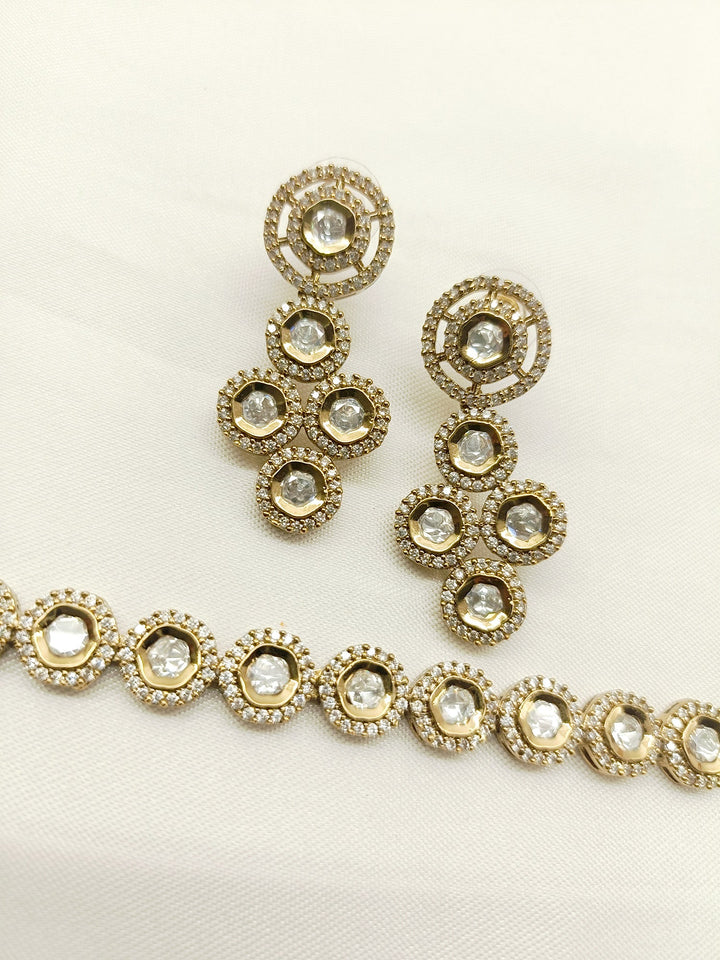 Anahita White Polki Necklace Set - qivii