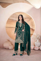 Green Georgette Salwar Suit With Embroidery And Siroski Work