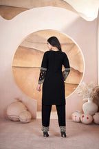 Black Georgette Salwar Suit With Embroidery And Siroski Work