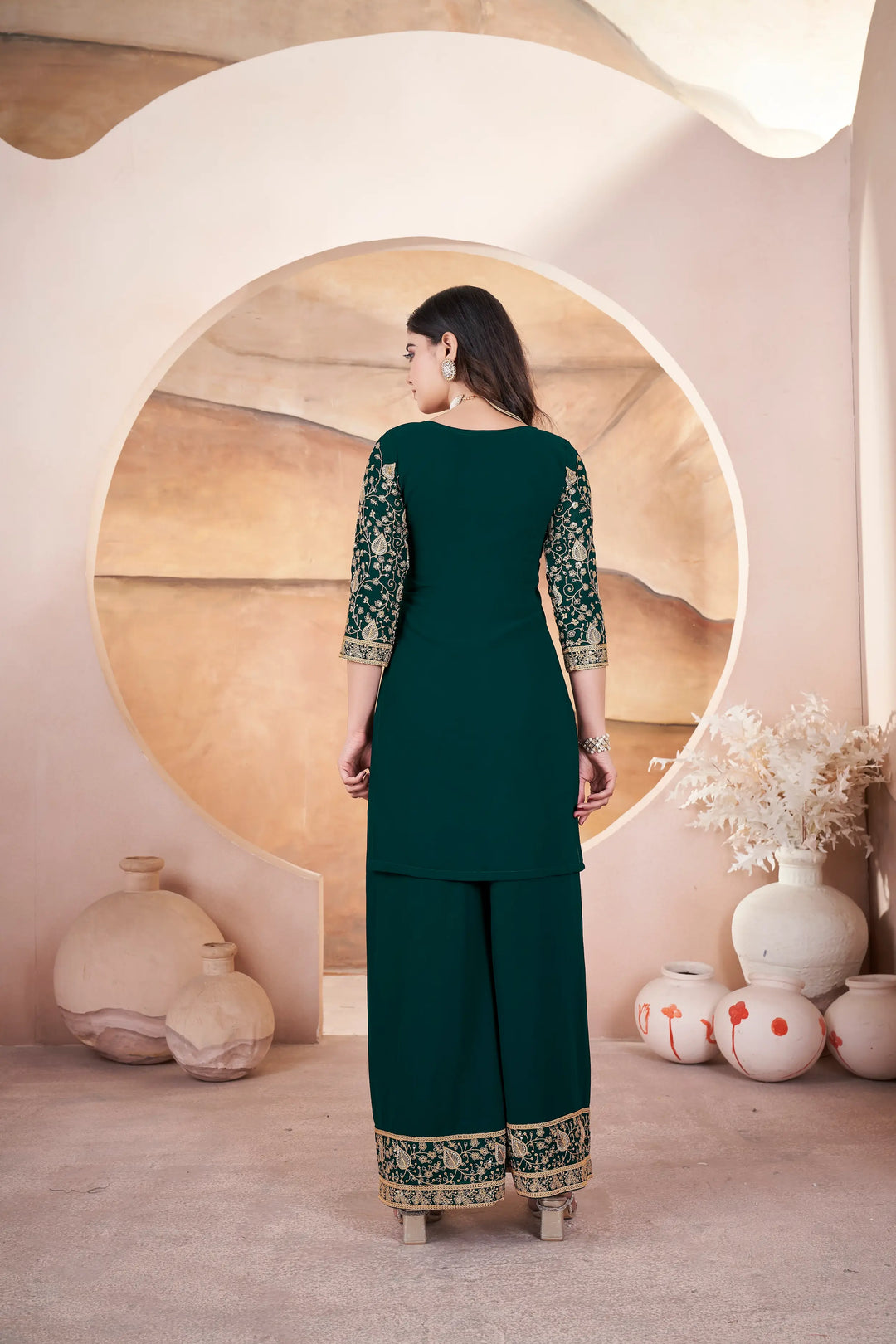 Green Embroidery Sequins Gown - qivii