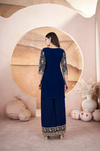 Navy Blue Embroidery Sequins Georgette Salwar Suit