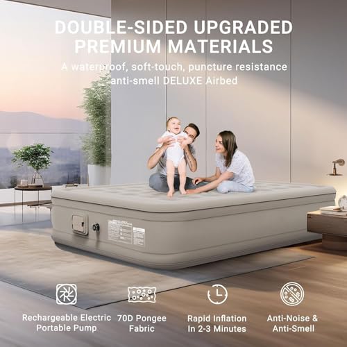 Massavio Inflatable Mattres With Free Electric Pump, Quick Self-Inflation