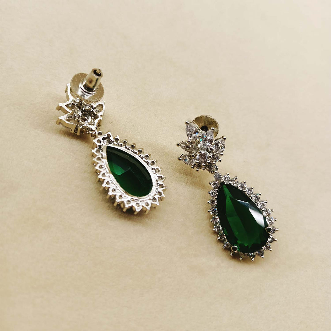 Rahika Fancy Cut Shape Diamond Emerald Earrings - qivii