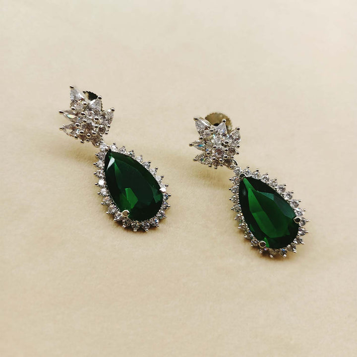 Rahika Fancy Cut Shape Diamond Emerald Earrings - qivii