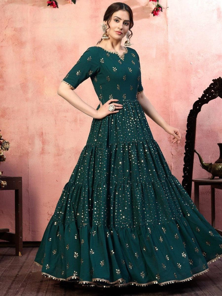  Stunning georgette fabric gown for parties, sangeet, and homely functions 