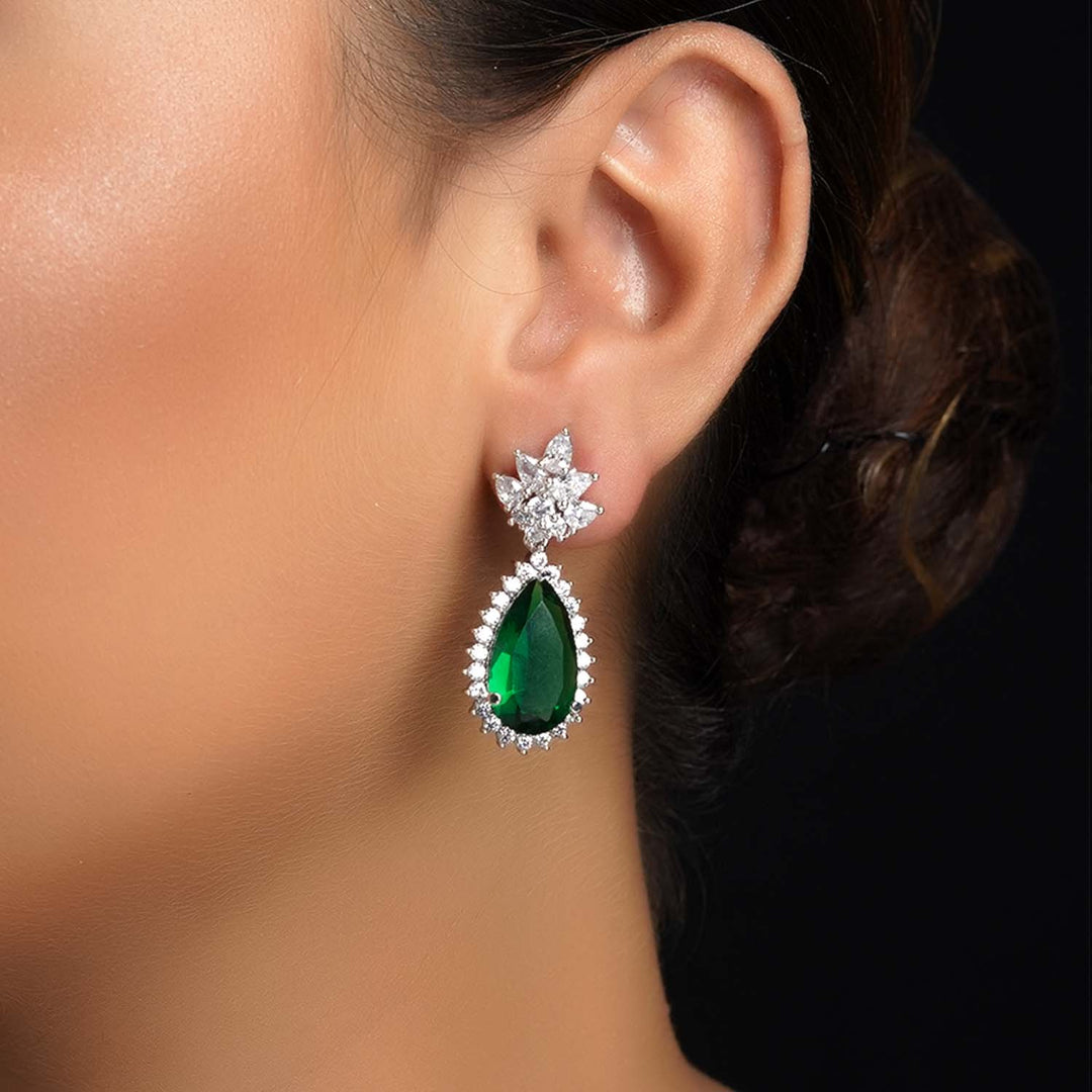 Rahika Fancy Cut Shape Diamond Emerald Earrings - qivii
