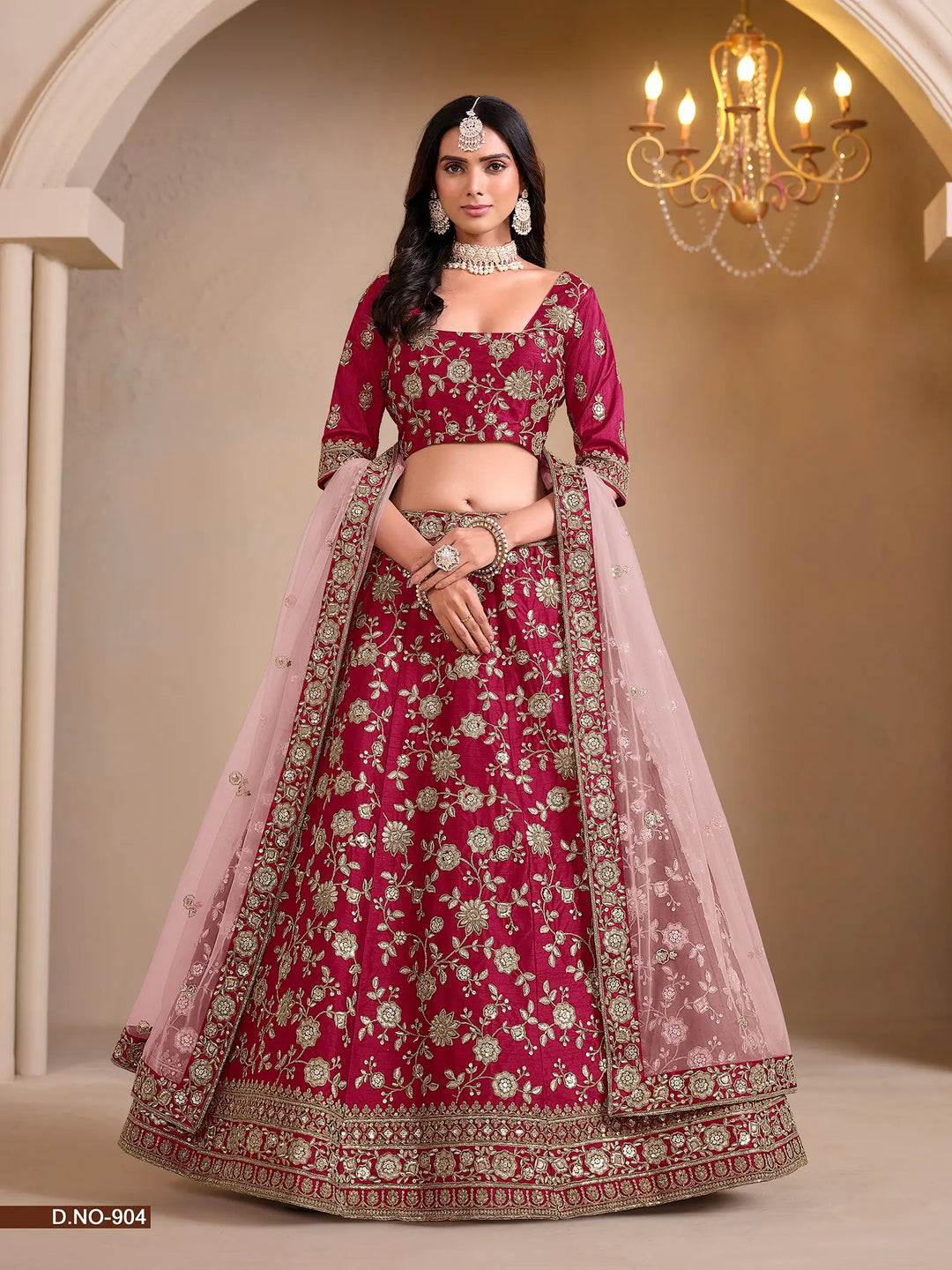 Red Designer Art Silk Lehenga Choli With Thread And Sequins Work | Ready To Wear - qivii