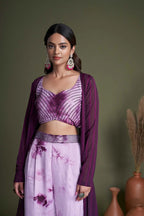 Purple Georgette Embroidery Work Co-ord Set