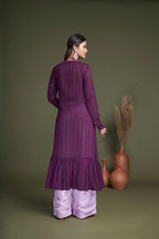 Purple Georgette Embroidery Work Co-ord Set