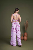 Purple Georgette Embroidery Work Co-ord Set