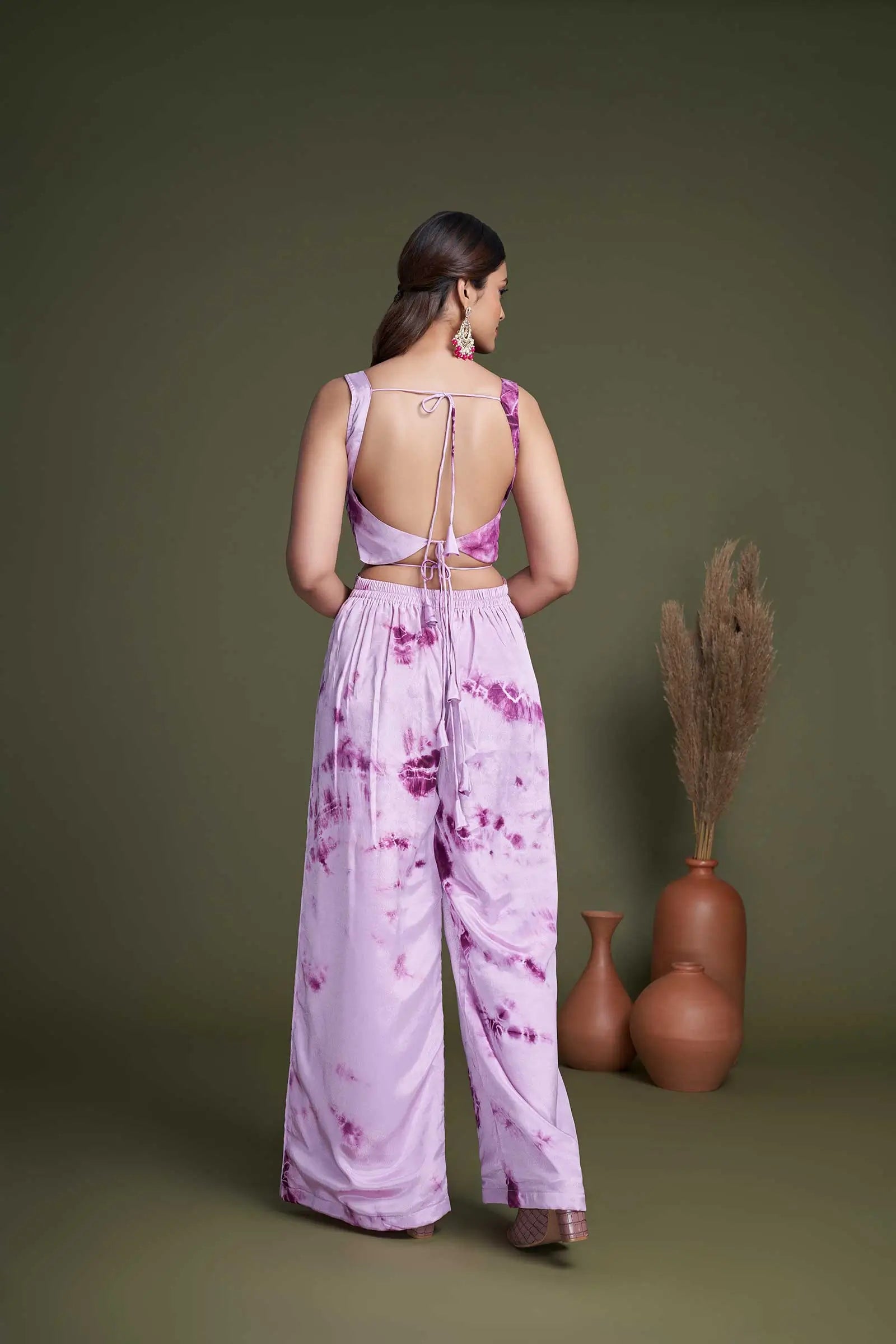 Purple Georgette Embroidery Work Co-ord Set