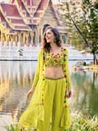 Florescence Yellow Georgette Embroidery Work Co-ord Set
