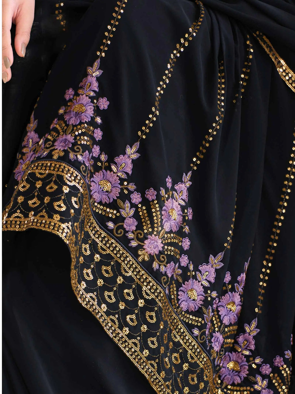 Dark Blue  Georgette Palazzo Salwar Suit With Thread And Sequins Embroidered Work