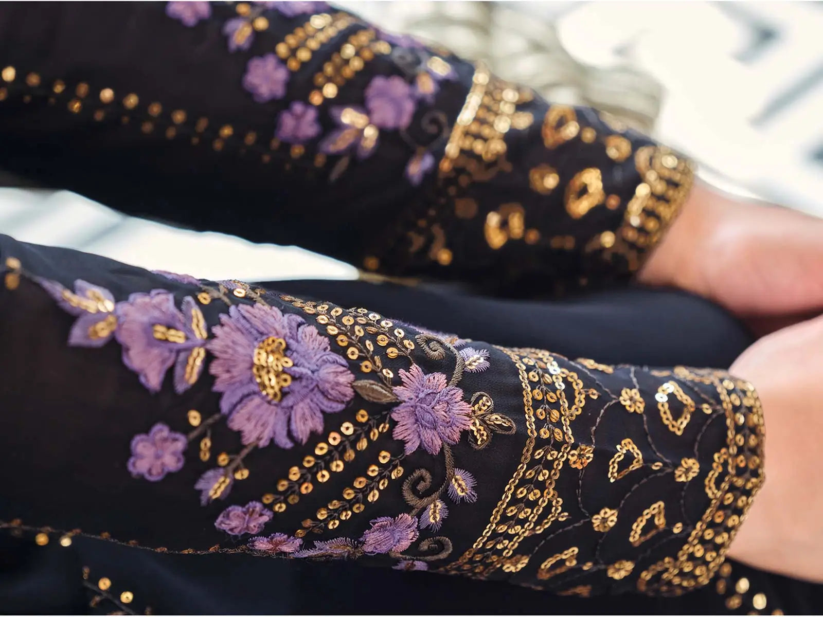 Dark Blue  Georgette Palazzo Salwar Suit With Thread And Sequins Embroidered Work