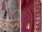 Grey  Georgette Palazzo Salwar Suit With Thread And Sequins Embroidered Work