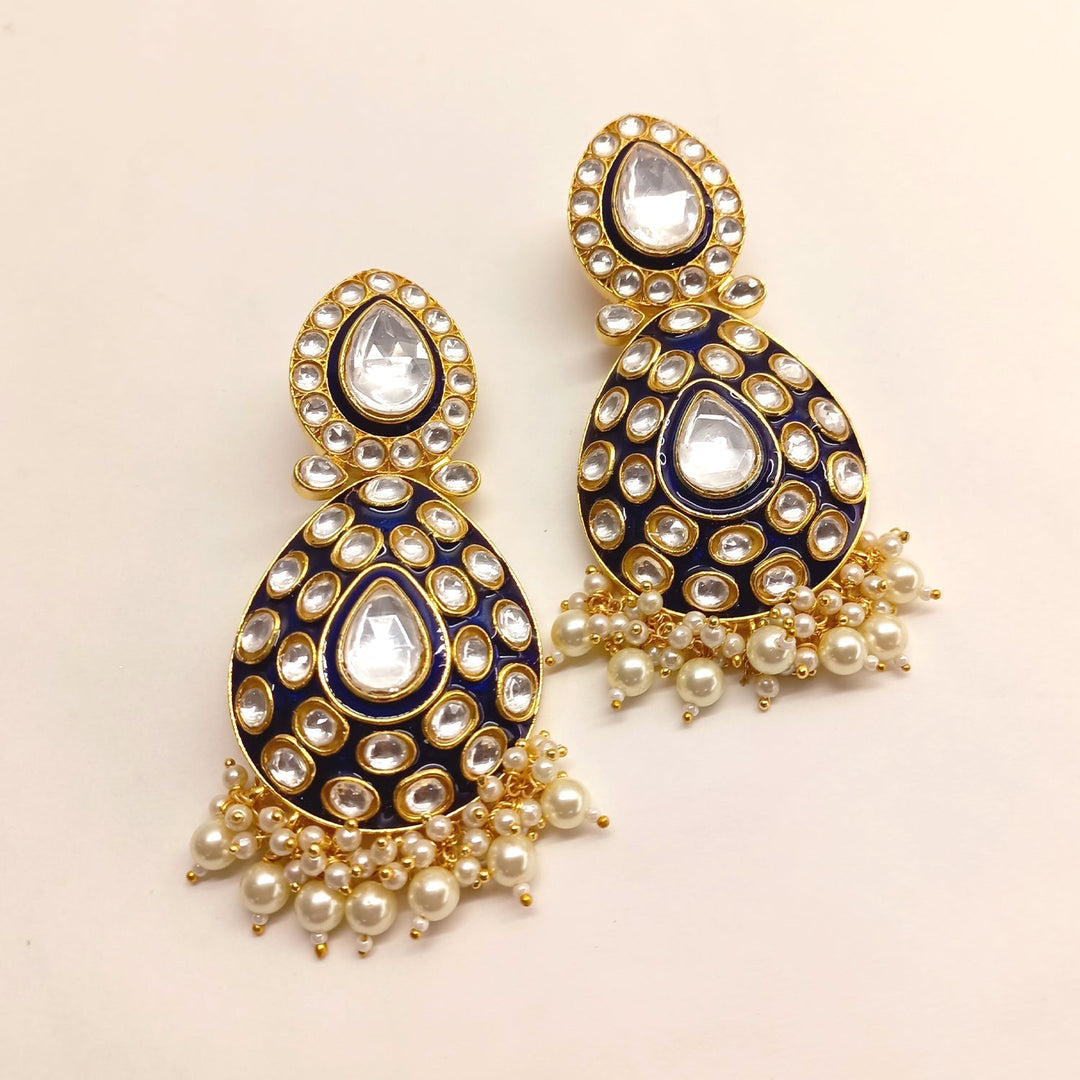  Gorgeous Blue Meenakari Set with Gold Plating and Pearl Adornments 
