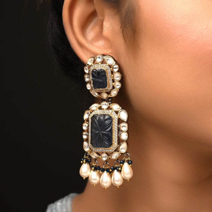  Real look alike Indian touch Kundan and stone necklace with beautiful blue stones and handmade crystal stone strings 