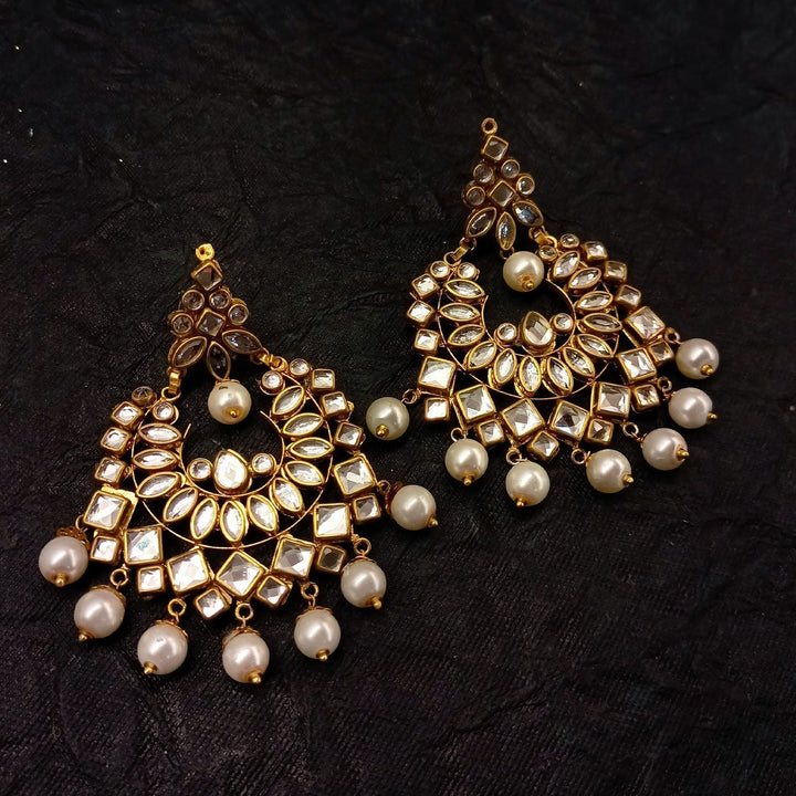 Samreen Big Pearl Kundan Earrings - qivii