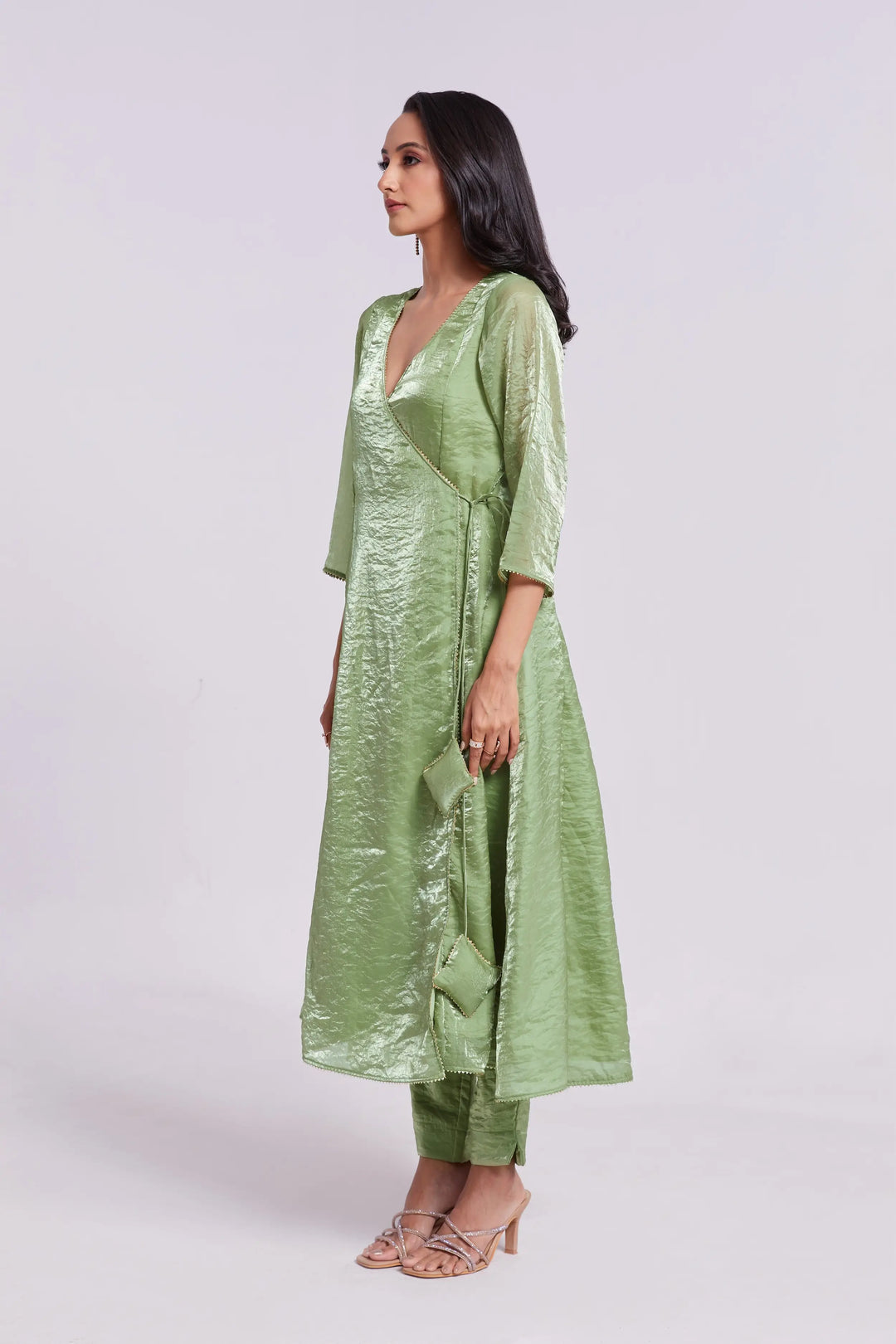 Pista Green Pure Organza Salwar Suit - qivii
