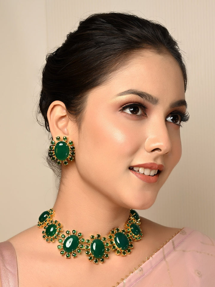 Aurora Green Natural Stone Necklace Set - Handmade Bohemian Jewelry for Women