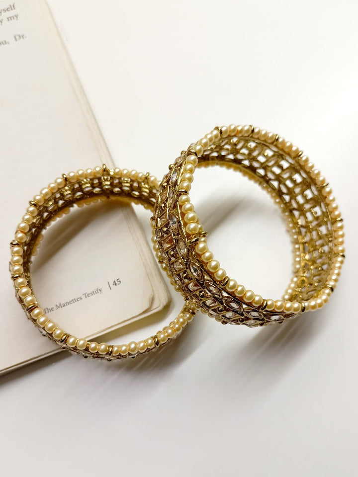 Amoli Copper Polki Bangles - qivii
