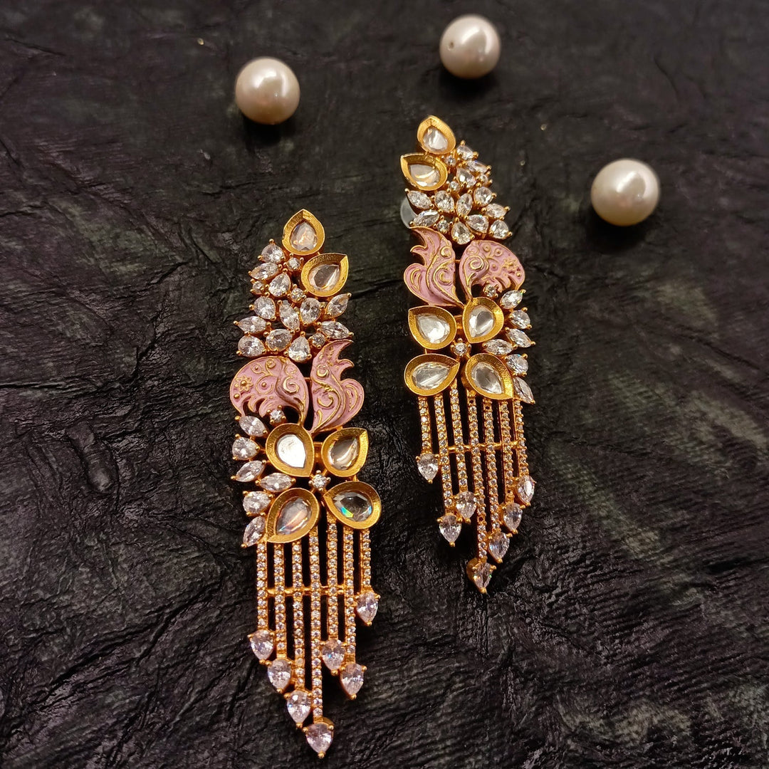 Stunning gold plated earrings with traditional Indian fusion design 