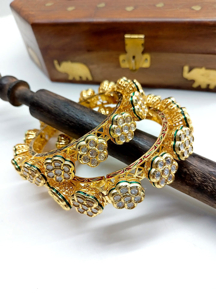 Sumitra White Kundan Kada Set Of 2 - qivii