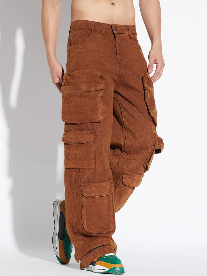 Brown Super Baggy Cargo Denim