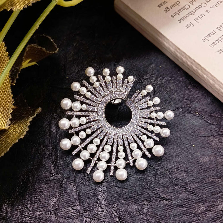 Parineeti American Diamond Silver Plated Pearl Tops - qivii