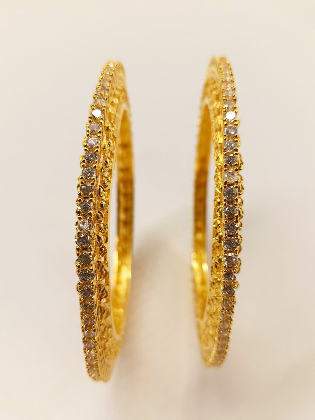 Medhul White American Diamond Bangles - qivii
