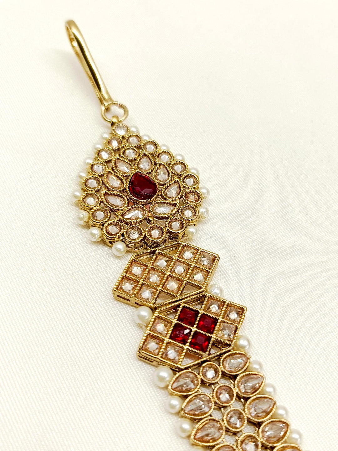 Rukmadhi Maroon Braid Accessories In Polki - qivii