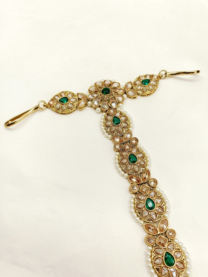 Kumari Green Braid Accessories In Polki - qivii