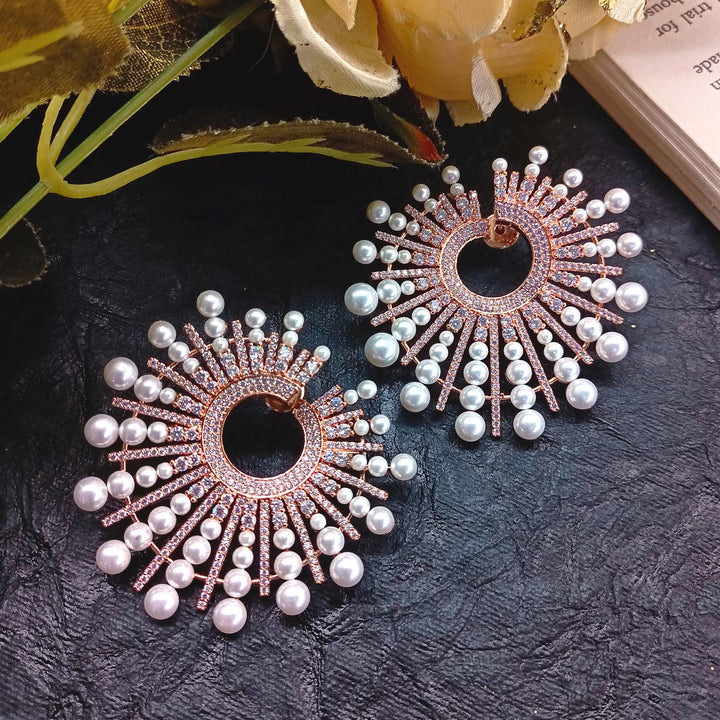 Pari American Diamond Rose Plated Pearl Tops - Elegant and timeless jewelry for any occasion