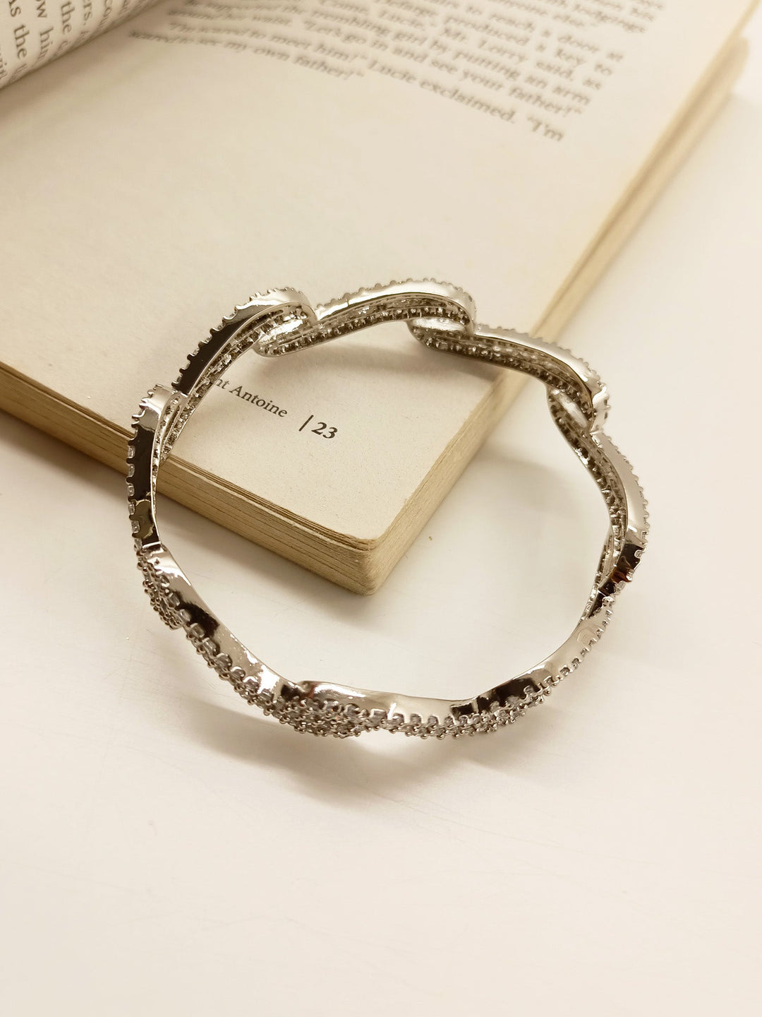 Pranati Spiral American Diamond Bangle - qivii