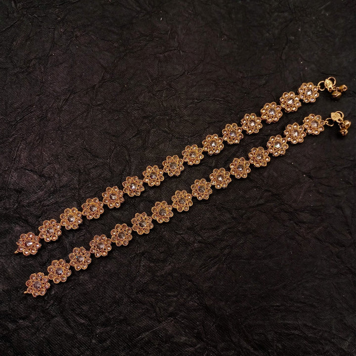 Umaa Copper Polki Floral Payal /Anklet - qivii