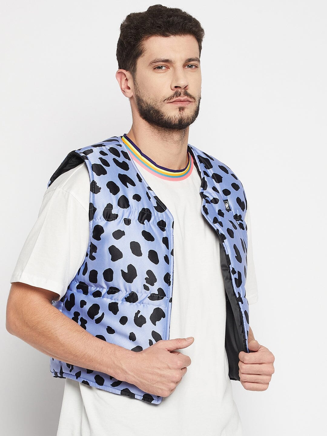 Blue Leopard Quilted Gillet