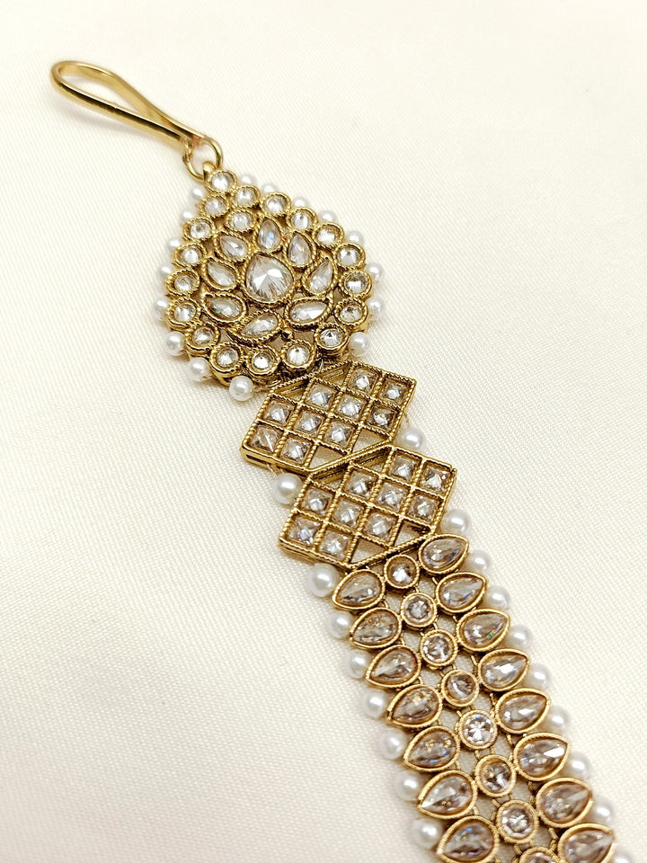 Ishika White Braid Accessories In Polki - qivii