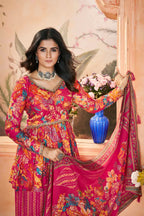 Rani Pink Digital Floral Print Silk Salwar Suit