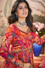 Rani Pink Digital Floral Print Silk Salwar Suit