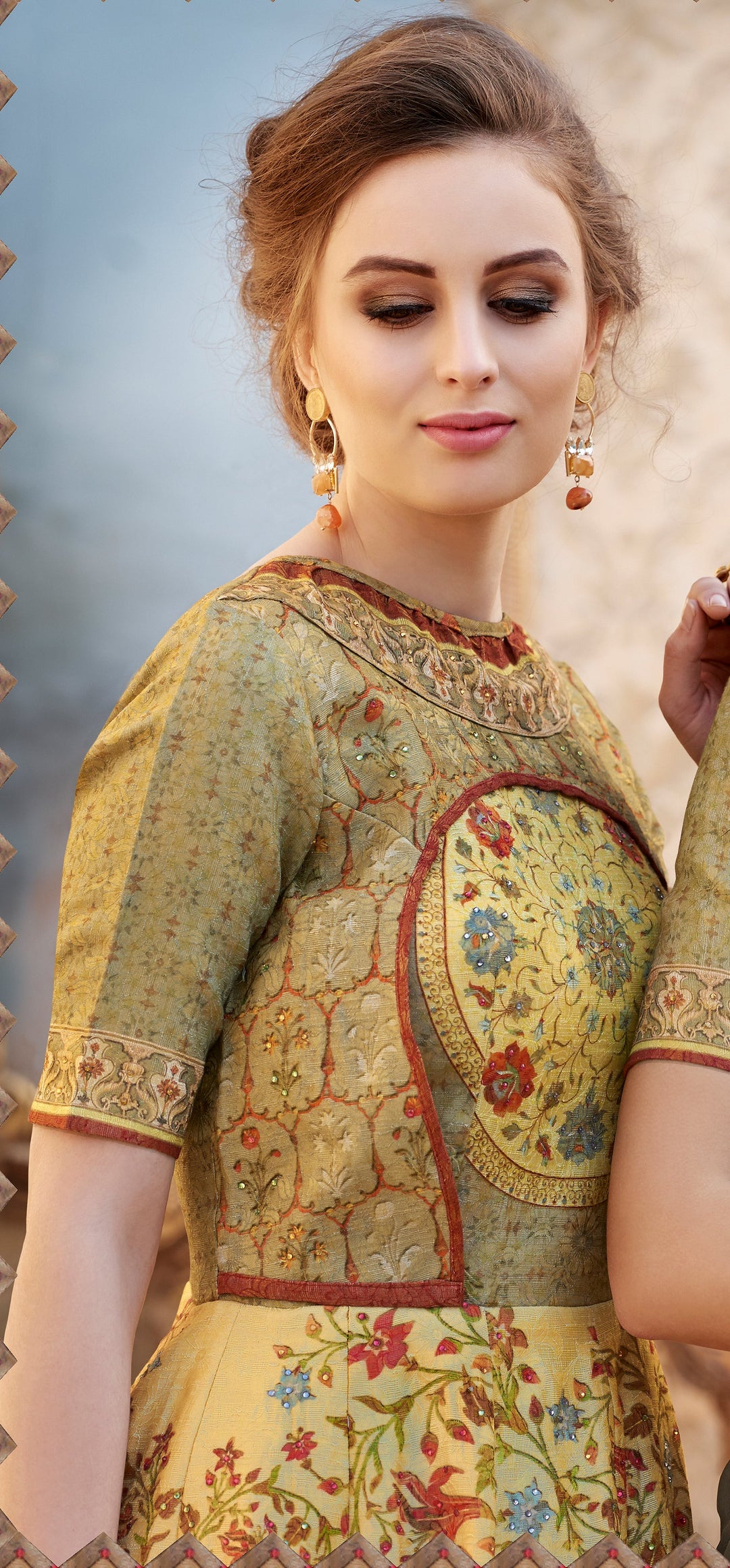 Graceful Grandeur: A Banarasi Jacquard Viscose Silk Gown - qivii