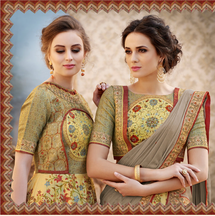 Graceful Grandeur: A Banarasi Jacquard Viscose Silk Gown - qivii