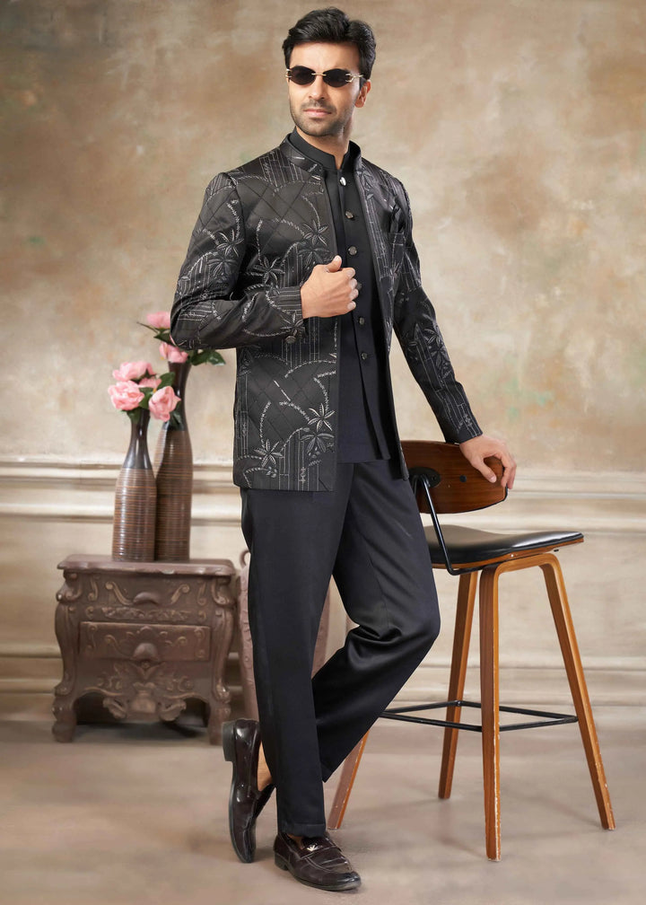 Black Designer Embroidery Jodhpuri