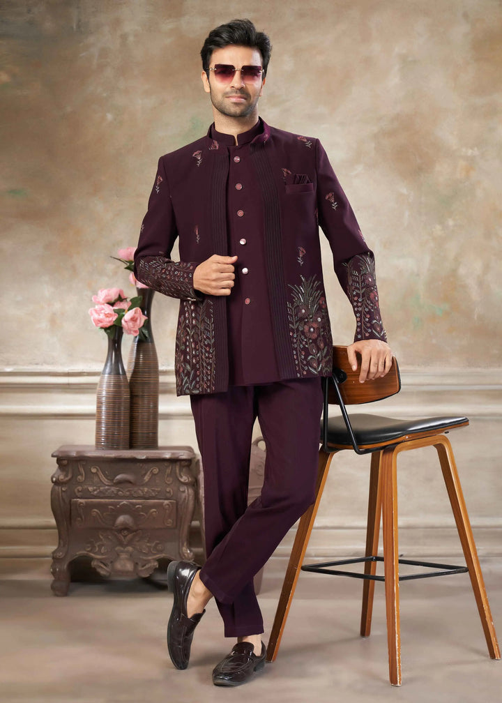 Brownish Maroon Men's Designer Jodhpuri