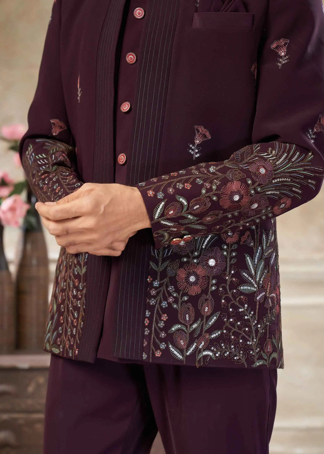 Brownish Maroon Men's Designer Jodhpuri