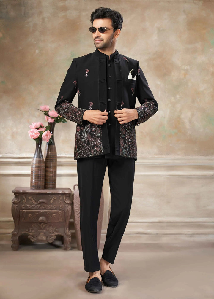 Black Men's Embroidery Jodhpuri