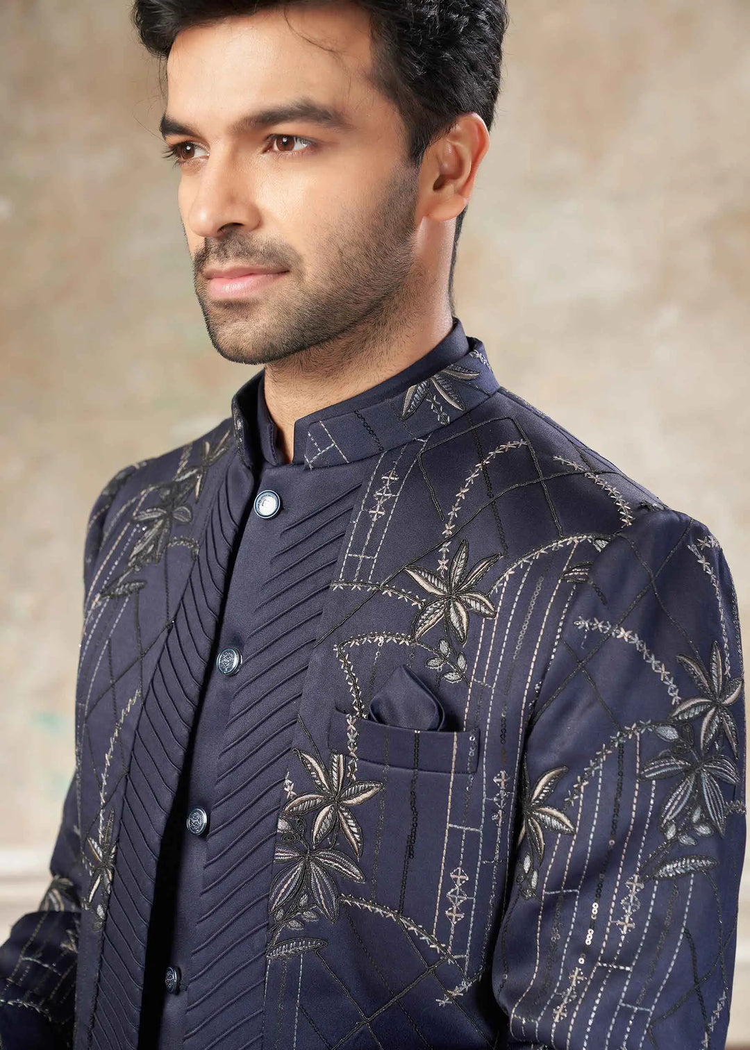 Davy Grey Designer Embroidery Jodhpuri
