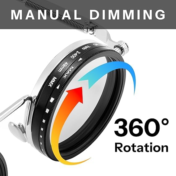 Adjustable Tint Sunglasses | 1-9 Gear ND Filter UV Protection Sunglasses for Driving & Outdoor Use