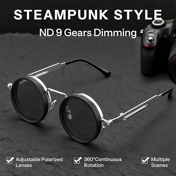 Adjustable Tint Sunglasses | 1-9 Gear ND Filter UV Protection Sunglasses for Driving & Outdoor Use