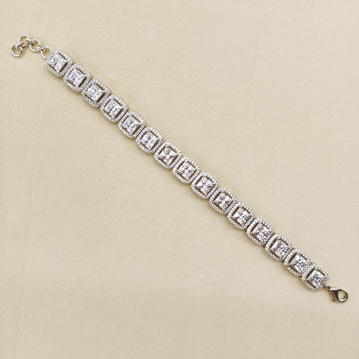 Vaishali American Diamond Silver Plated Bracelet - qivii
