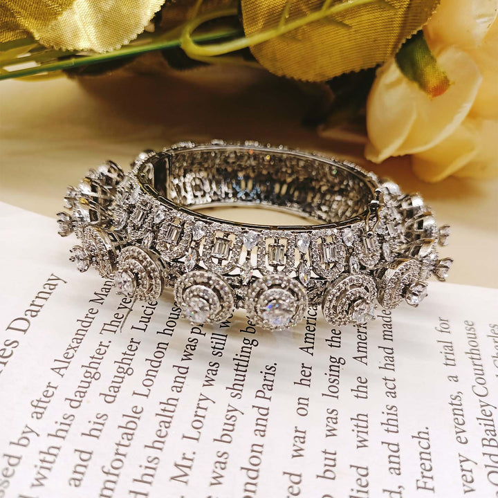 Vijayalakshmi White American Diamond Silver Plated Bracelet - qivii